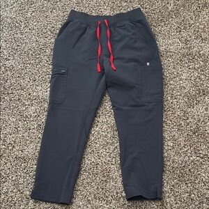 Figs high waisted yola scrub pants in charcoal size large petite